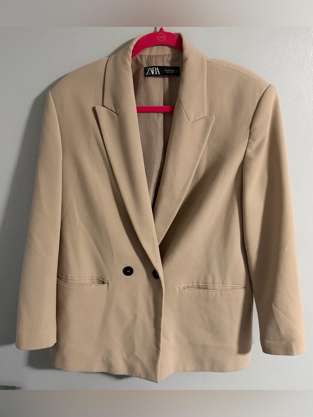 ZARA Taupe Double-Breasted Blazer